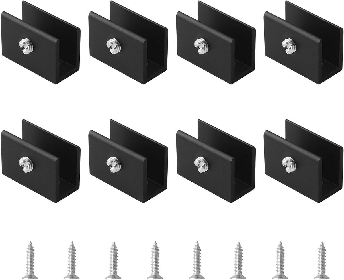 Provento - Verstelbare glasklemmen voor wandmontage - 8 stuks - Aluminiumlegering - Glazen houder - 6-8 mm dik glas - Bevestiging voor glazen planken