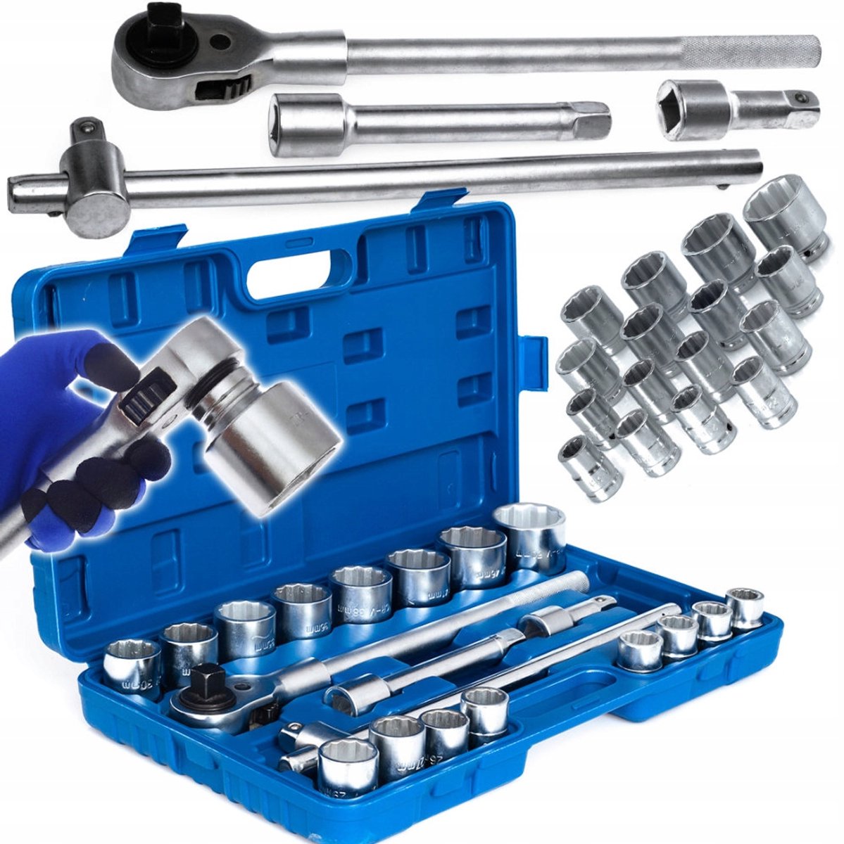 21-delige Dopset 3/4" Crv - Grote Maten - Voor Vrachtwagens