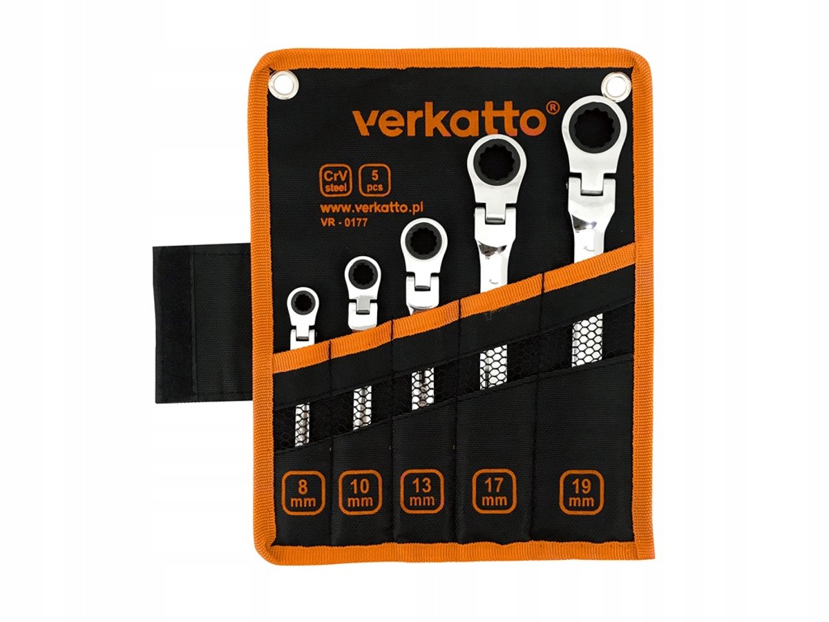 Verkatto Ringsleutel Set met Knikgewricht 8-19mm 5 Stuks