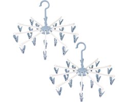 Sokkendroger (2-pack), opvouwbare mini-rotatiedroger, kampeerdroger, kan worden gebruikt voor het ophangen van sokken, ondergoed, babykleding en kleding voor huisdieren (blauw)
