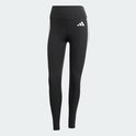 Zwarte sportlegging met witte Adidas strepen op de zijkant en een Adidas logo op de heup.