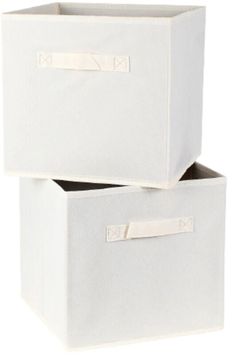 Witte non-woven opbergdoos 27 x 27 x 28 cm - Set van 2