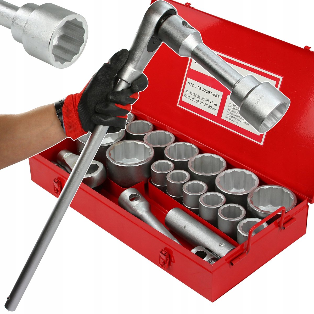 Grote Doppen Set 1" 21 Delig 80mm Vrachtwagen Gereedschap