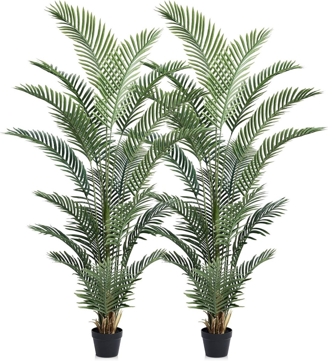 Provento Kunstpalm van 180 cm met UV-bescherming, grote kunstplant voor binnen en buiten - decoratieve kamerplant voor woonkamer, balkon en badkamer - verpakking van 2 stuks. Groen