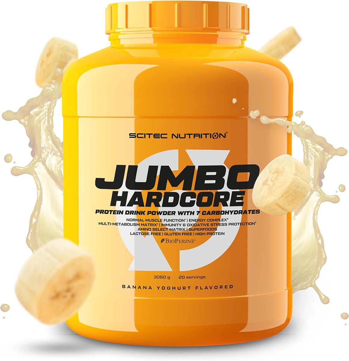 Scitec Nutrition® - Jumbo Hardcore (3060 gram - Banana/Yogurt) - Banaan/Yoghurt - 20 eiwitshakes - Weight Gainer - Mass Gainer - Proteine poeder - Protein powder - Gewichtstoename - Spiermassa vergroten