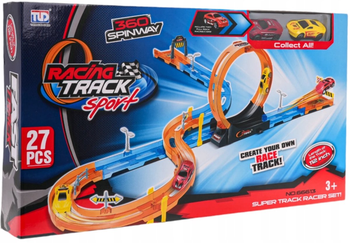 Racebaan ZKT.66613: Scherpe Bochten, Loop & 2 Auto's