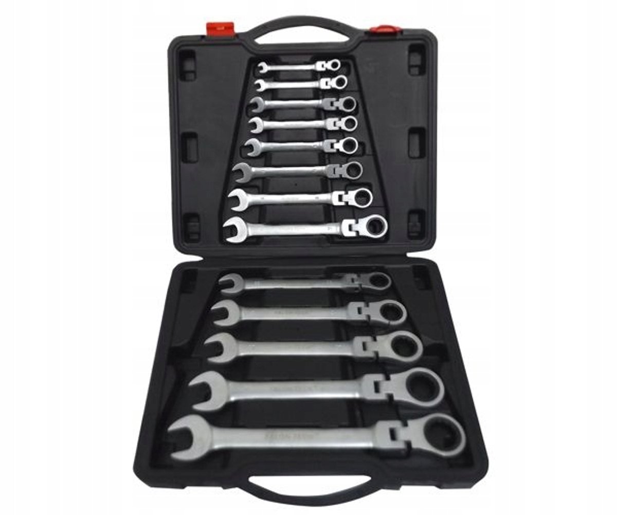 2x Ringdopsleutelset met Ratel, 13-delig, 8-32 mm