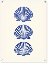 Affiche de jardin 60x80 cm - Décoration de jardin Coquillages - Blauw - Motif - Affiche pour le jardin - Décoration extérieure - Tableau de jardin clôture - Décoration murale sur toile de jardin - Décoration murale sur toile de balcon
