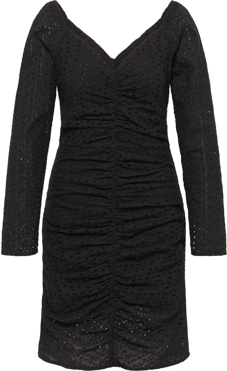 Faina Jurk met broderie anglaise zwart