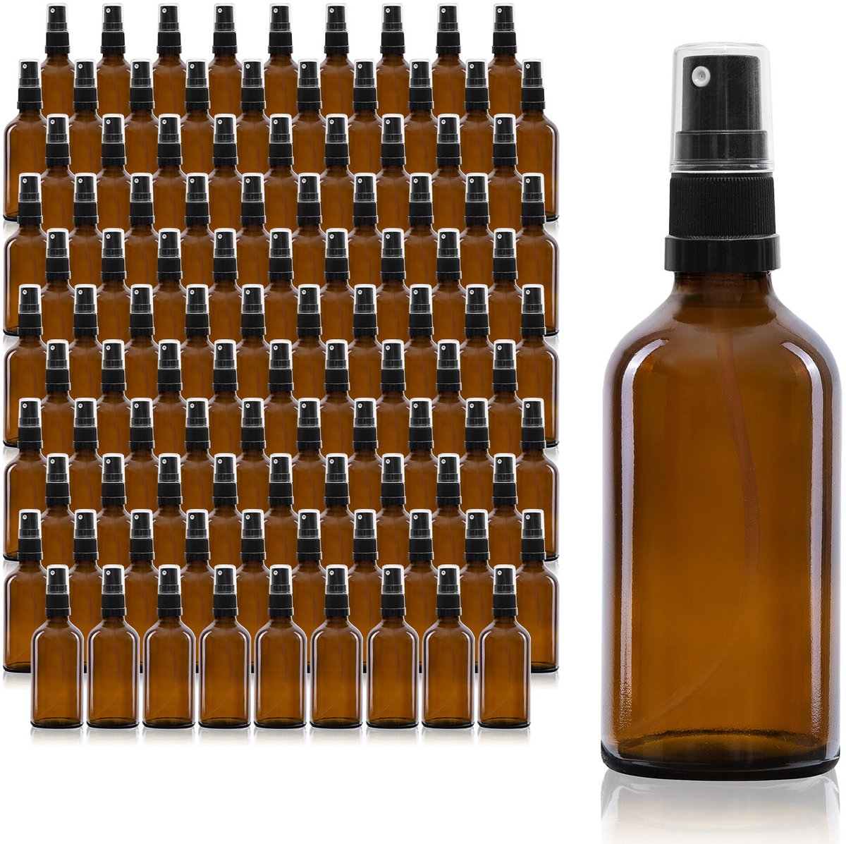 Oputec 105 x 50 ml sprayflessen – bruin glas met fijne verstuiver – lekvrij & handzaam