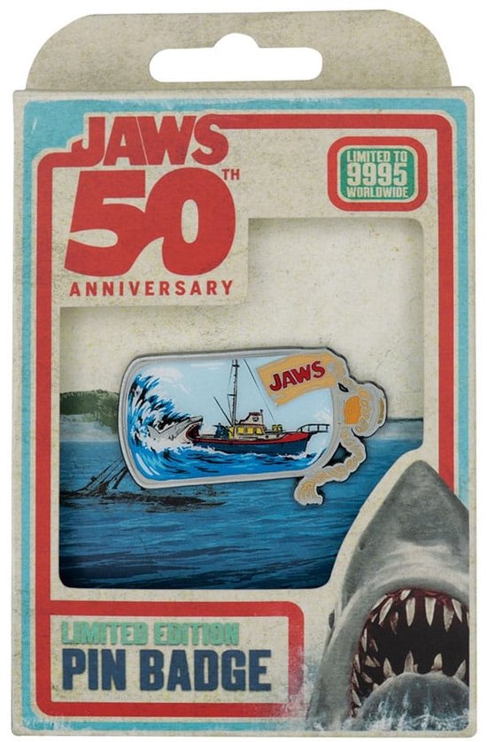 Jaws Pin Badge 50th Anniversary Ship in Bottle