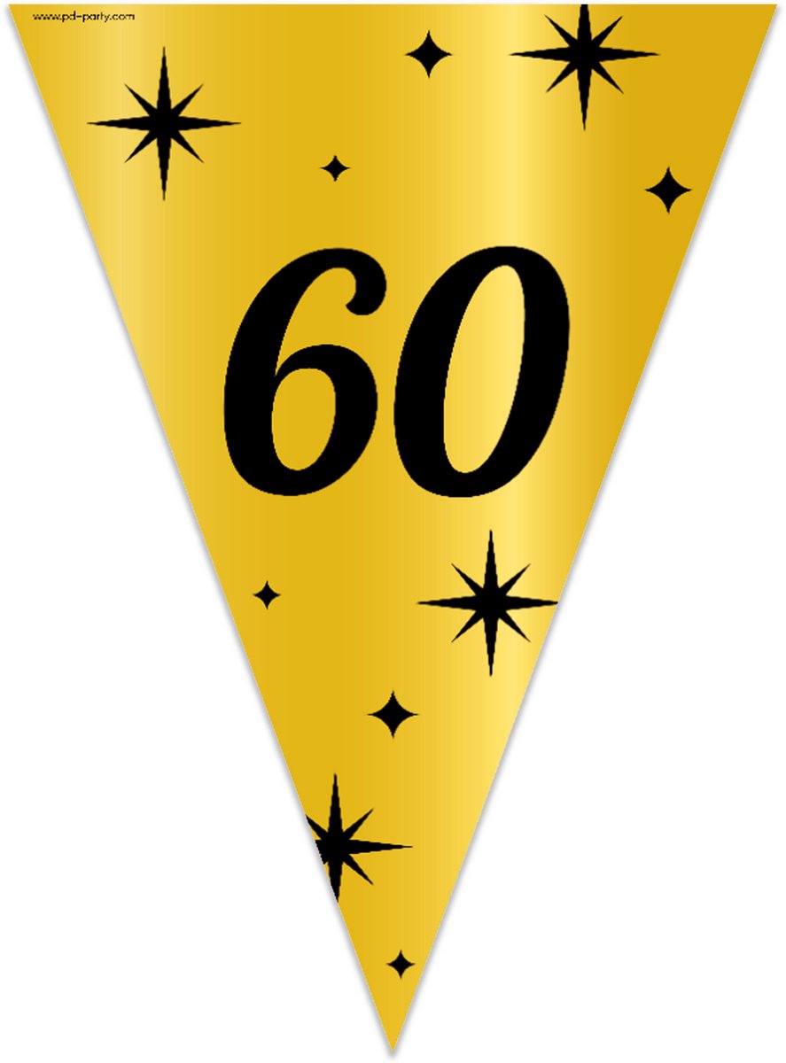 BTH - Slingers - 60 Jaar - Goud en Zwart - Slingers Verjaardag - Vlaggenlijn - 60 Jaar Verjaardag - Versiering - 1 Stuk — afbeelding 7