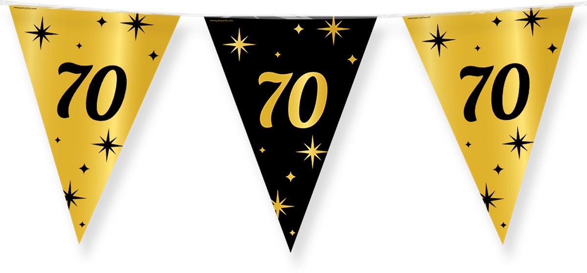 BTH - Slingers - 70 Jaar - Goud en Zwart - Slingers Verjaardag - Vlaggenlijn - 70 Jaar Verjaardag - Versiering - 1 Stuk — afbeelding 5