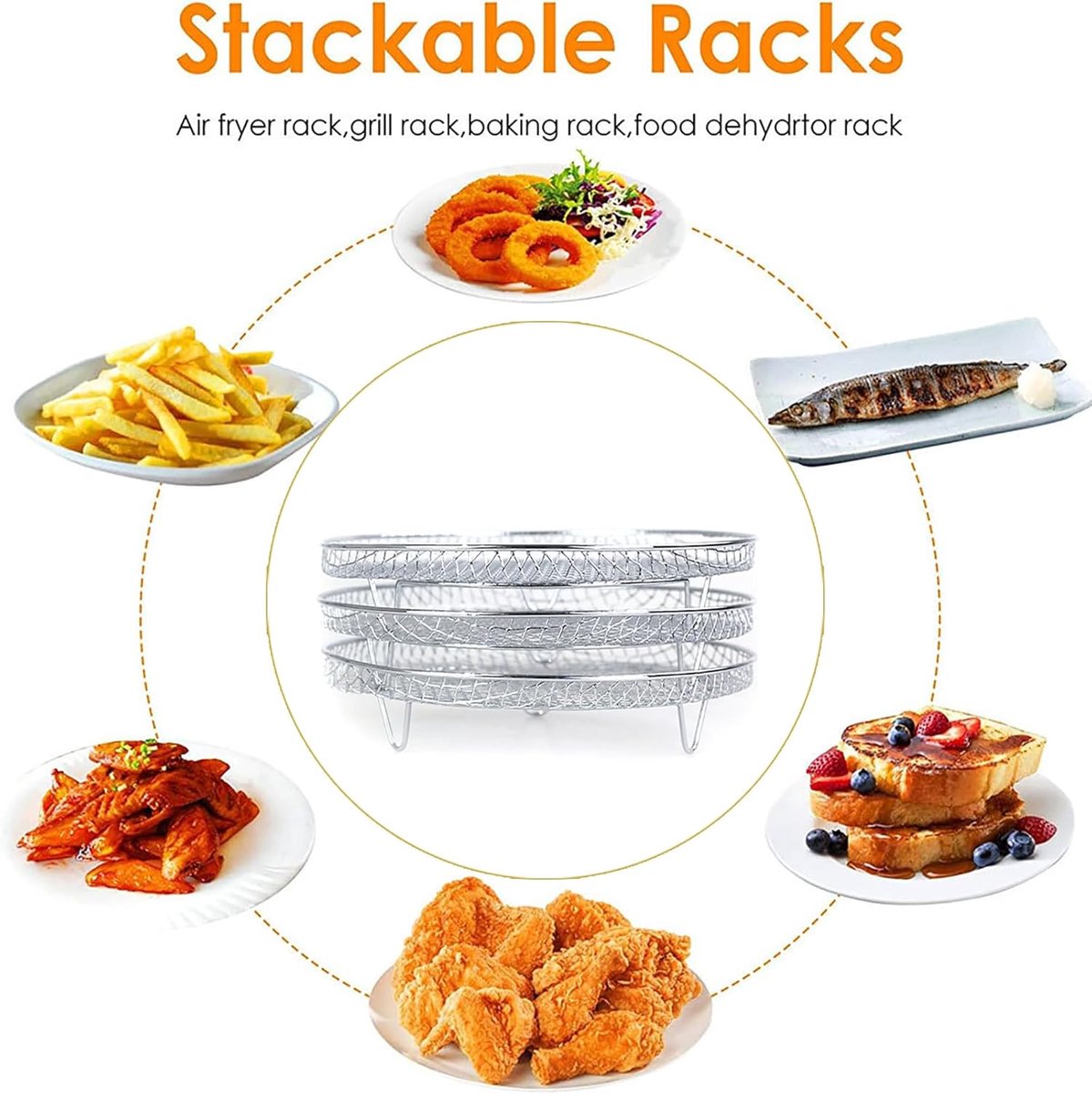 Airfryer Rack Food Grade roestvrij staal 3 lagen stapelbare