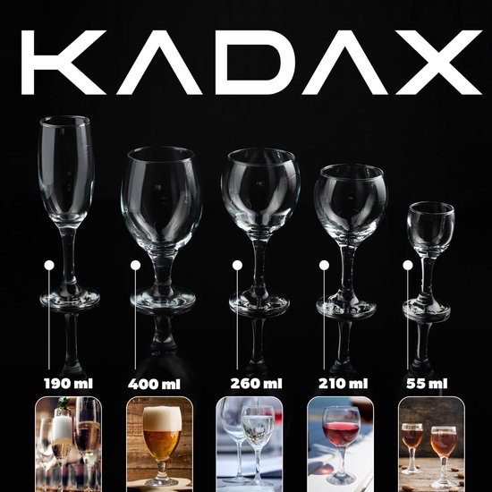 Verres à vin KADAX, verre à vin lavable au lave-vaisselle, ensemble de verres de haute qualité et élégants pour le vin rouge et blanc, verres à vin pour servir le vin et le champagne (6 x 190 ml, pour le champagne)