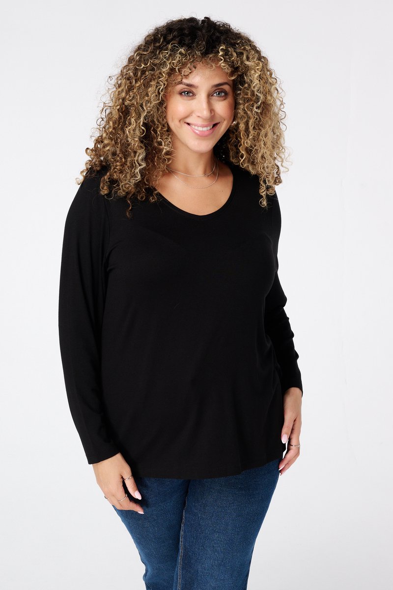MS Mode Top Top met lange mouwen en ronde hals