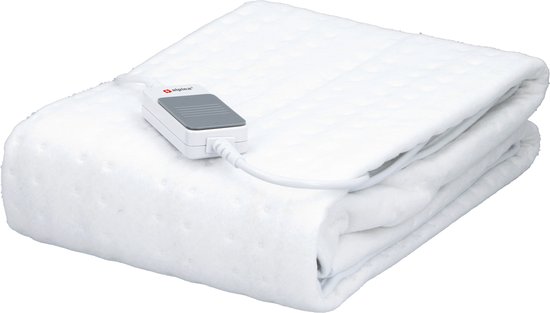 alpina Warmtedeken 1 Persoons - Elektrische Bovendeken - Onderdeken 3 Standen - Wasbare Elektrische Knuffeldeken - Warmte Deken Elektrisch - Elektrische Omslagdeken 80x150 cm - Wit