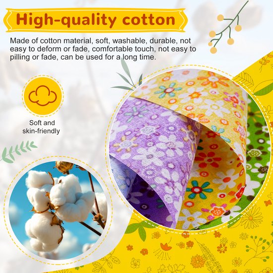 Creativeally 70 Pièces Tissus Coton - Tissus Patchwork Tissus - 25x25 cm - Coudre DIY - Literie - Quilt - Patchwork - Pack de 70 Pièces de Tissu - DIY Tissu Coton Imprimé Floral C