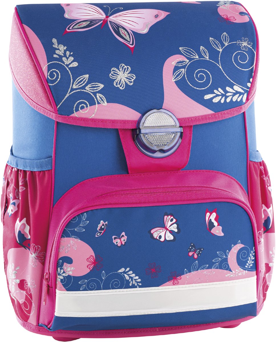 EBERHARD FABER schooltas set EFAlino vlinder, 4-delig, polyester, roze/blauw