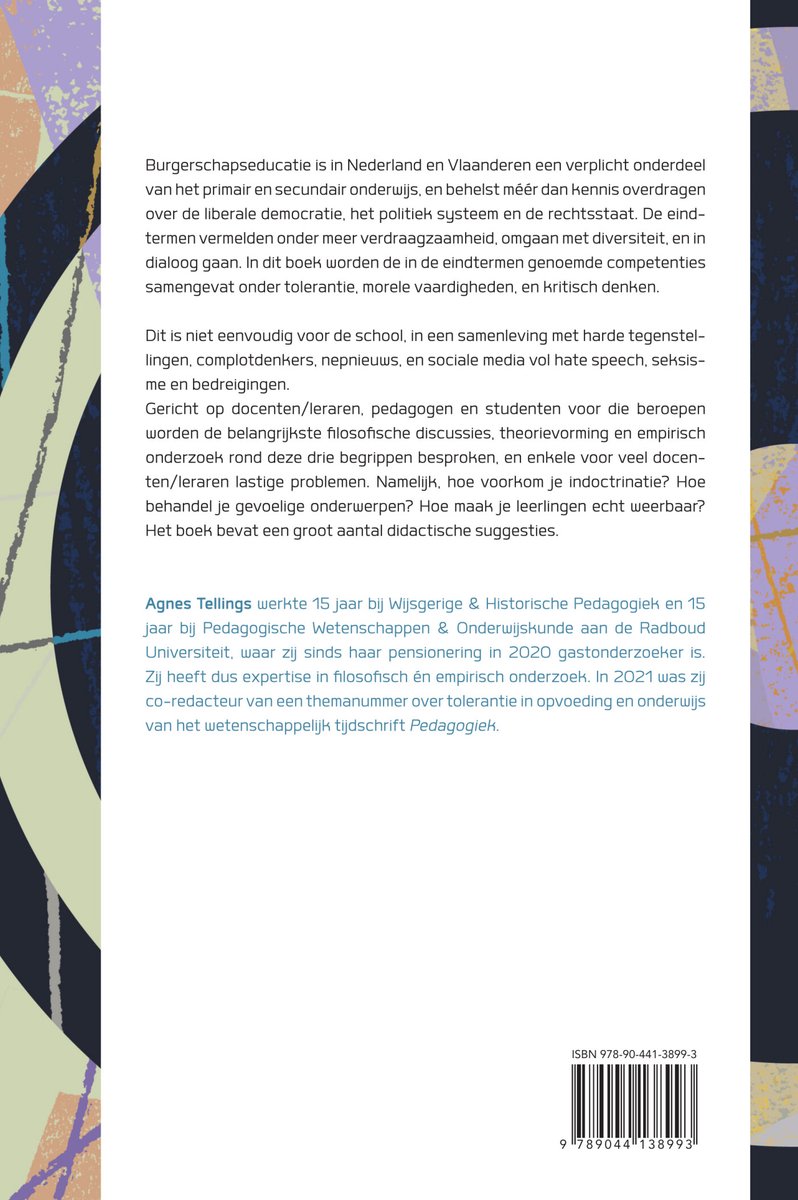 Achterkant boek 'Burgerschapseducatie' met tekst en ISBN-barcode.