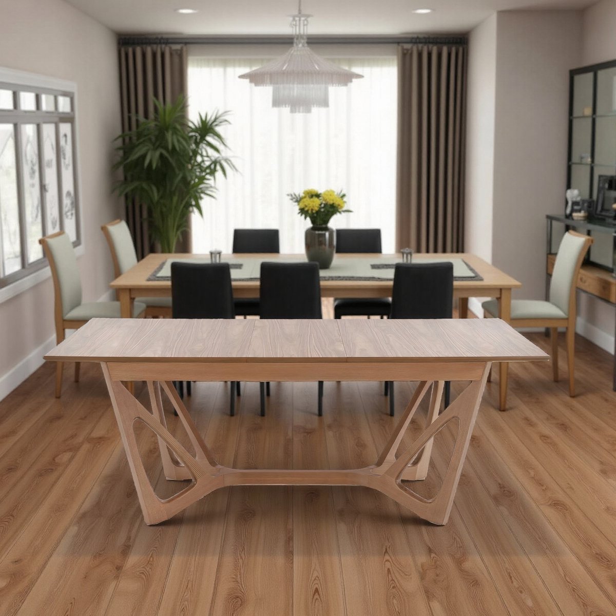 Luxe Uitschuifbare Eettafel Cazillac – Massief Hout & Beukenhout – Rechthoekig – 160-240x100x77 cm – 10 Personen – Houtskleur hometotry