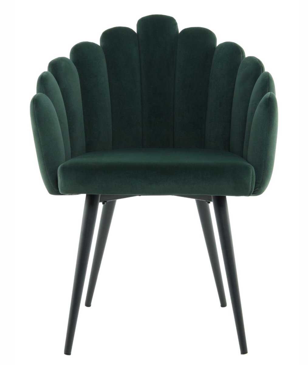 Floraya - Eetkamerstoel Jeane - Groen - Velours - 58x61x85 cm (LxBxH) - Draagkracht 120KG