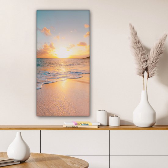 Peinture sur toile - Plage - Soleil - Nuages - Mer - Eté - Peintures sur toile - Toile - 40x80 cm - Décoration murale - Chambre