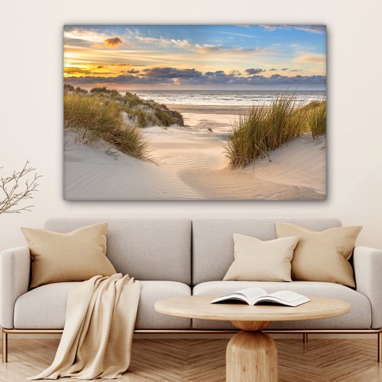 Toile - Plage - Mer - Soleil - Dune - Peintures salon - Chambre - Photo sur toile - Tableaux sur toile naturel120x80 cm