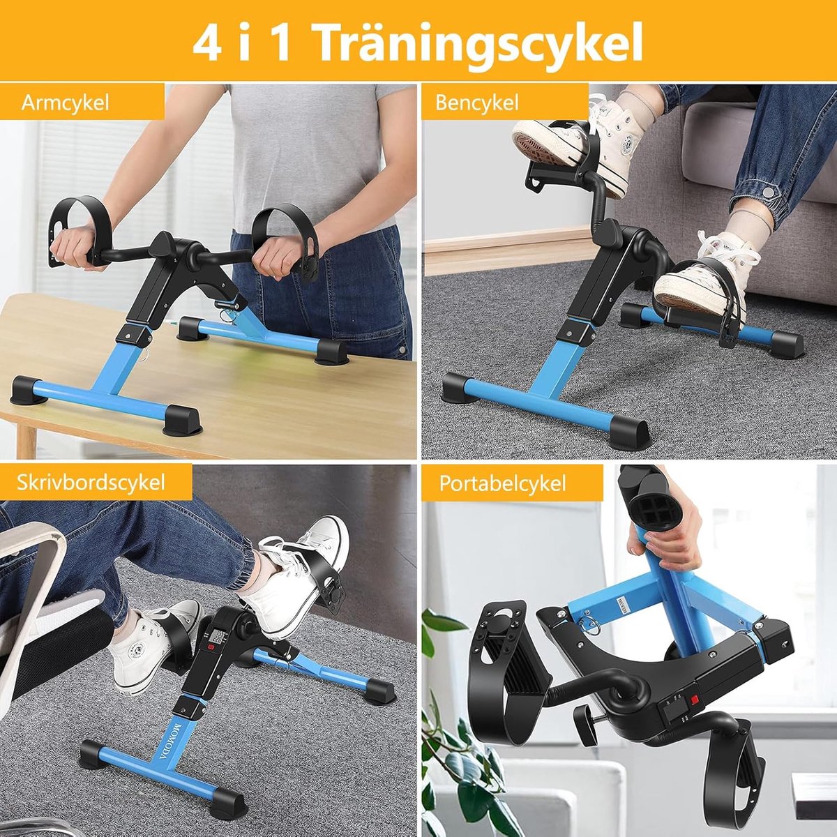 Opvouwbare Stationaire Fiets Pedaal Trainer met LCD-monitor - afbeelding 3