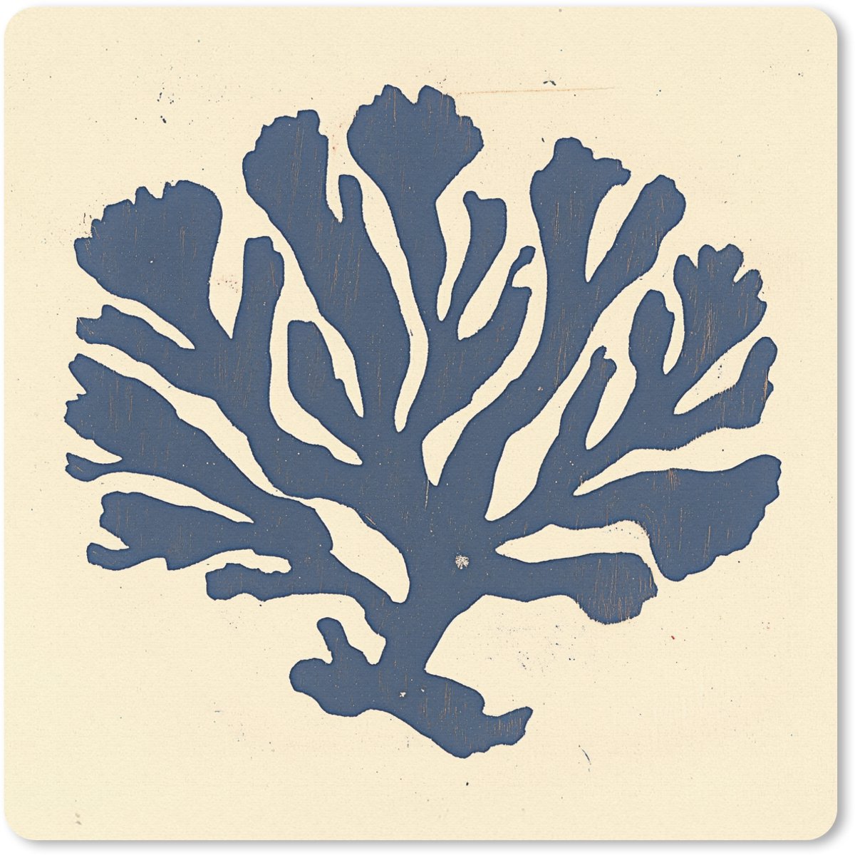 Muismat 20x20 cm - Mousepad Blauw koraal - Vertakkingen - Beige - Muismatten