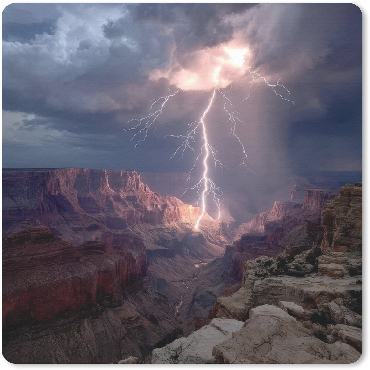 Muismat 20x20 cm - Mousepad Bliksem - Wolken - Canyon - Muismatten
