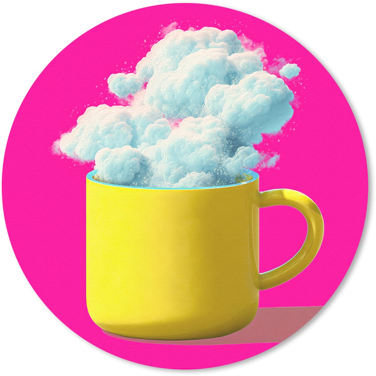 Muismat rond 30x30 cm - Mousepad Mok - Wolken - Roze - Minimalitisch - Ronde muismatten