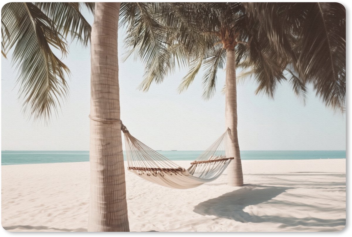 Muismat 27x18 cm - Mousepad Hangmat - Palmbomen - Strand - Zee - Muismatten