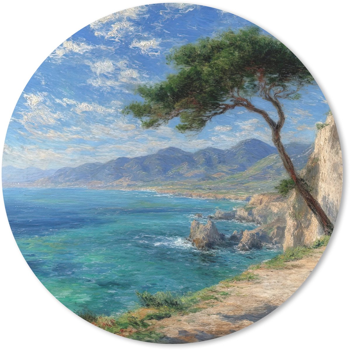 Muismat rond 20x20 cm - Mousepad Rotsen - Kustlijn - Boom - Bergen - Ronde muismatten