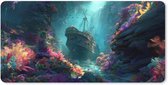 Muismat XXL 80x40 cm - Bureau onderlegger - Bureau mat Schip - Hout - Koraalriffen - Zonlicht - Bureaumat - Gaming mousepad xl - Bureaulegger groot - Computer deskmat