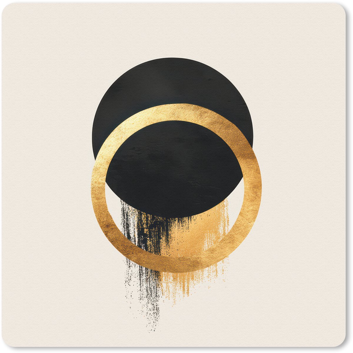 Muismat 30x30 cm - Mousepad Abstract ontwerp - Zwarte cirkel - Verfvlekken - Muismatten