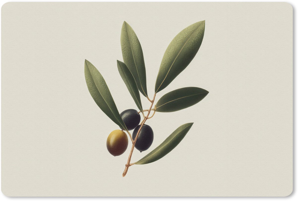 Muismat 27x18 cm - Mousepad Olijftak - Donkergroen - Olijven - Muismatten
