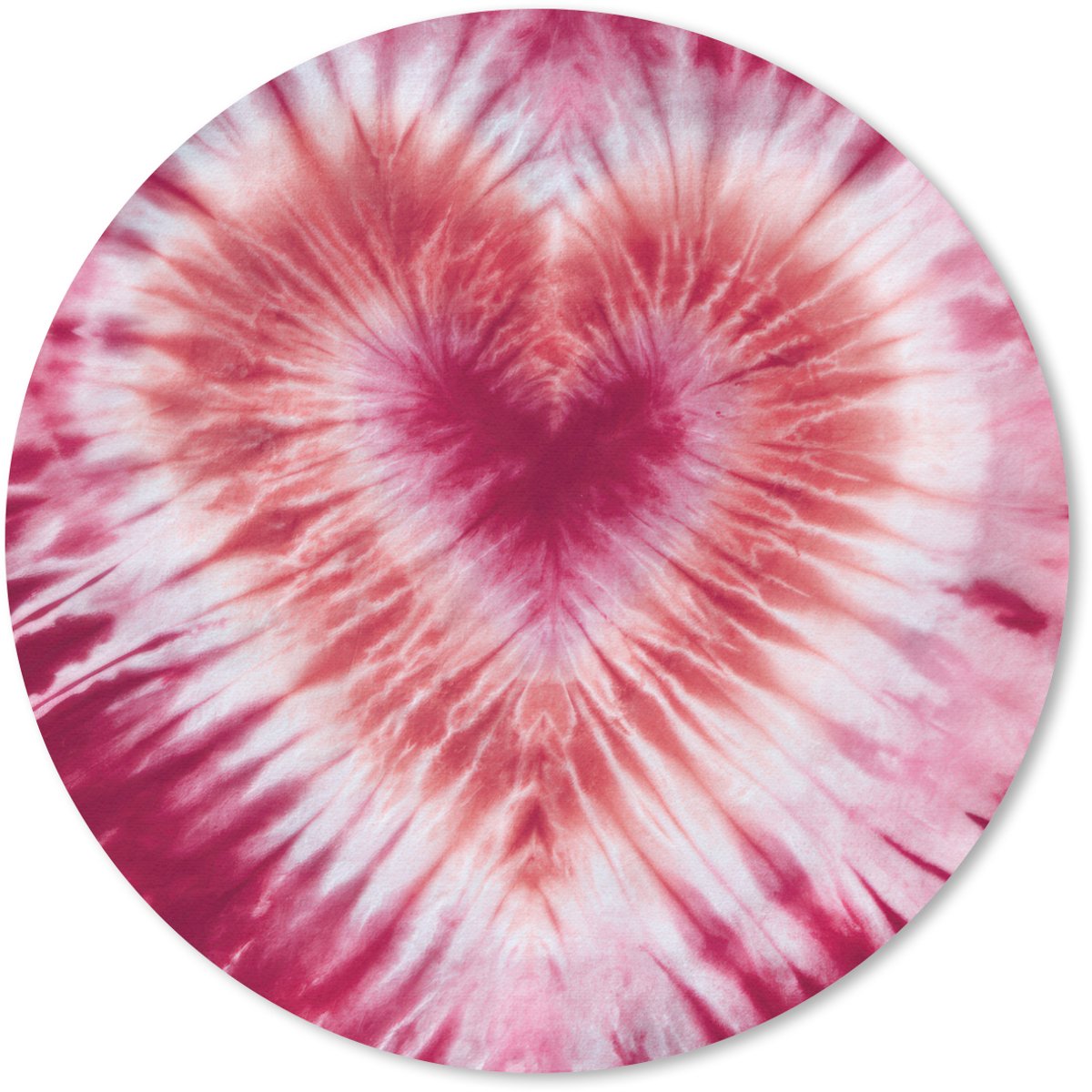 Muismat rond 40x40 cm - Mousepad Hartvorm - Roze - Tie dye - Ronde muismatten