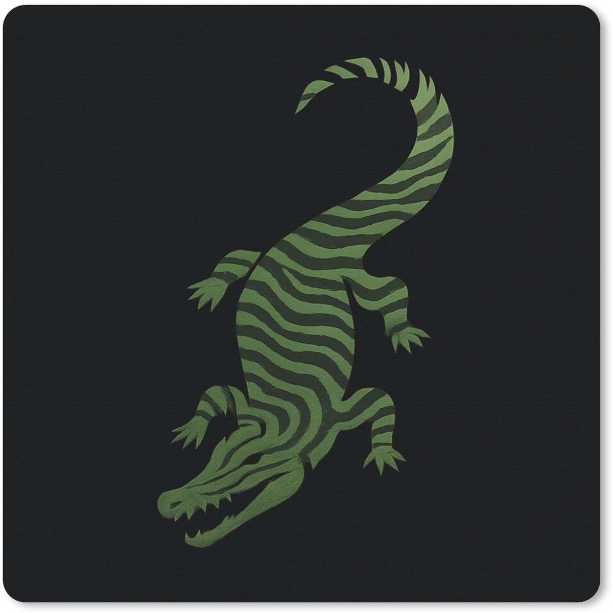 Muismat 30x30 cm - Mousepad Krokodil - Groen - Tijgerachtig - Strepen - Muismatten