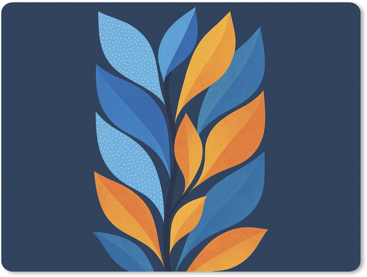Muismat 23x19 cm - Mousepad Abstract - Bladeren - Blauw - Muismatten