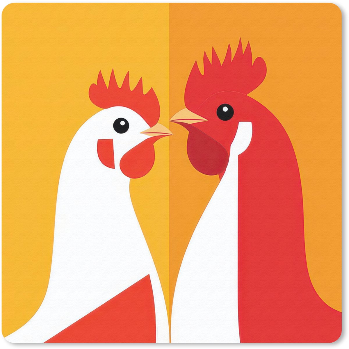 Muismat 20x20 cm - Mousepad Kippen - Oranje - Vlakken - Muismatten