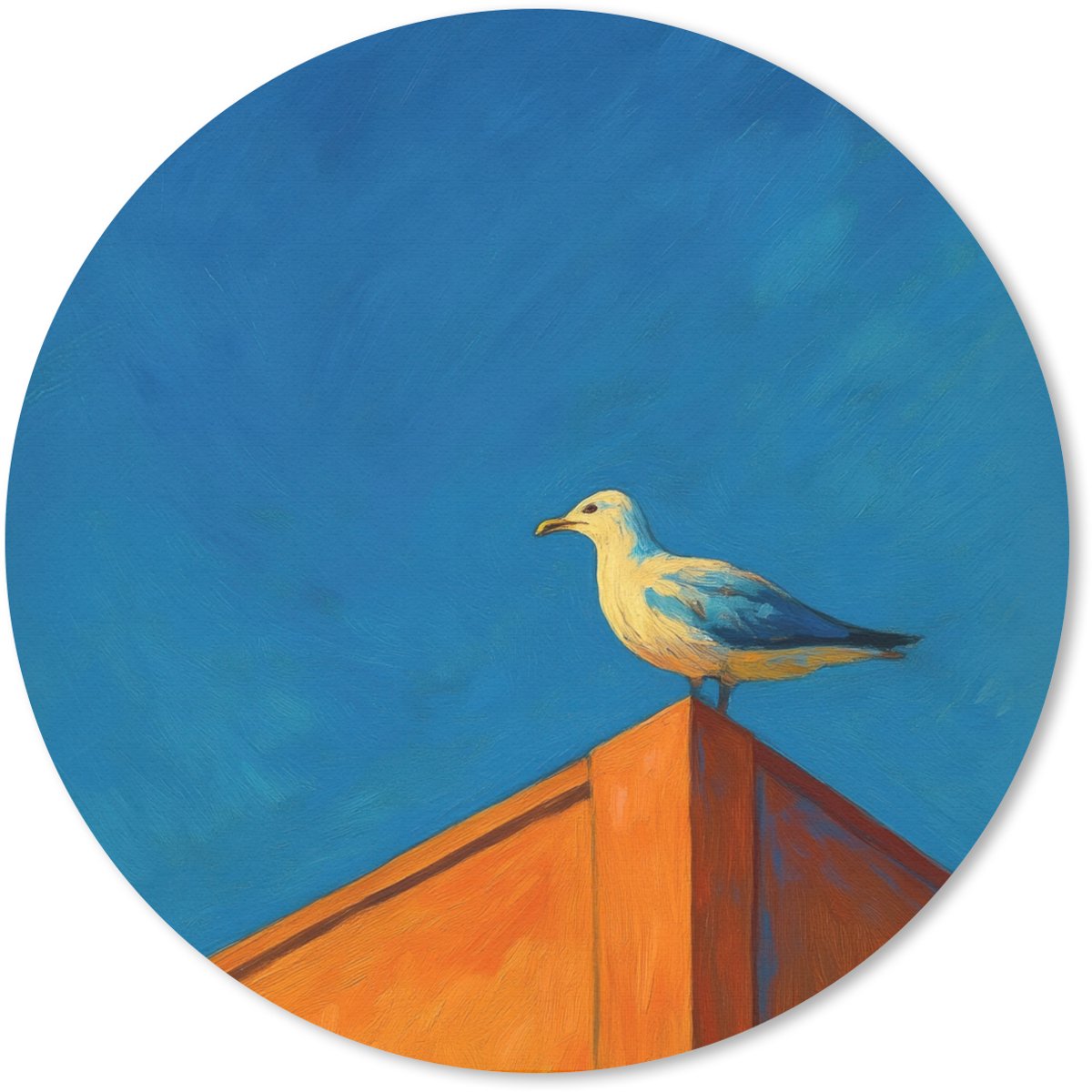 Muismat rond 30x30 cm - Mousepad Meeuw - Gebouw - Lucht - Geschilderd - Ronde muismatten