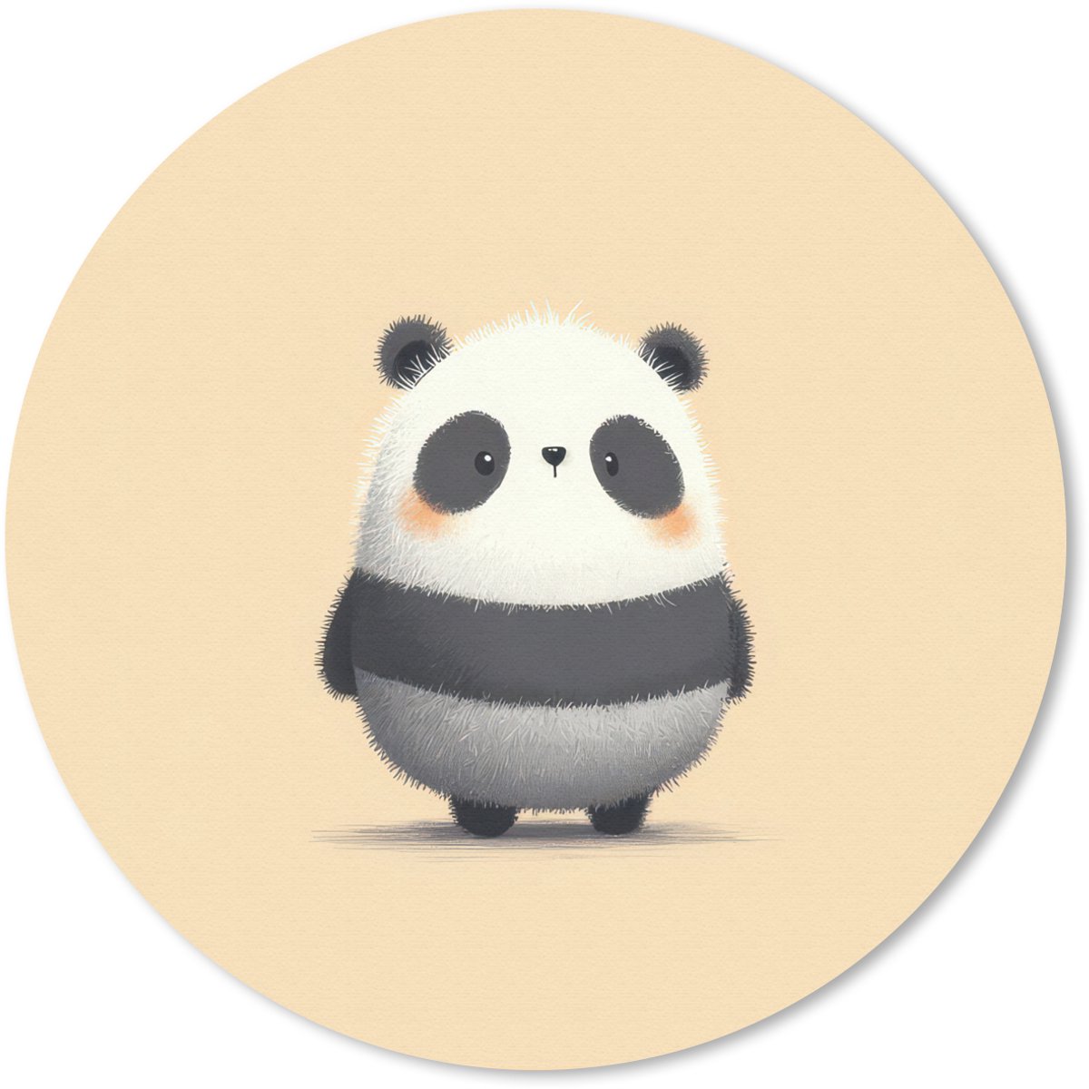 Muismat rond 40x40 cm - Mousepad Panda - Beige - Minimalistisch - Ronde muismatten
