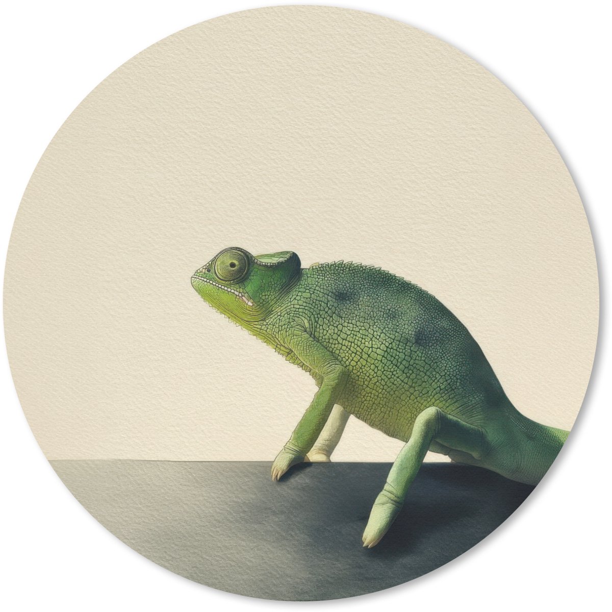 Muismat rond 20x20 cm - Mousepad Kameleon - Groen - Minimalistisch - Ronde muismatten