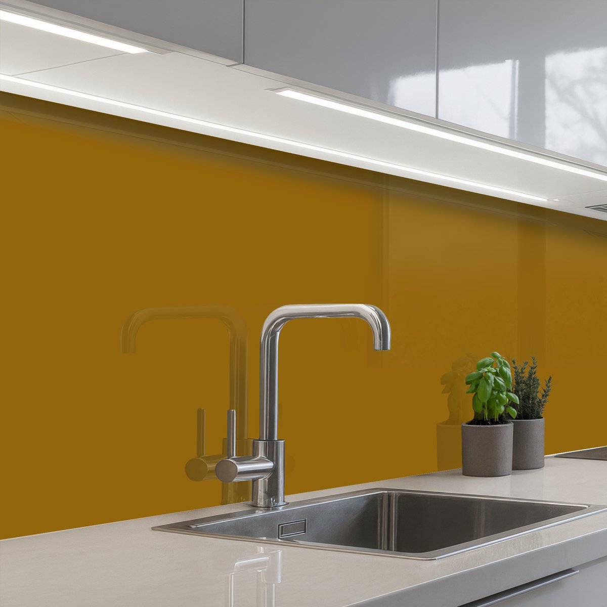 Keuken achterwand 250x60 cm - Spatscherm zelfklevend Goud - Luxe - Interieur - Muurbeschermer - Spatwand fornuis