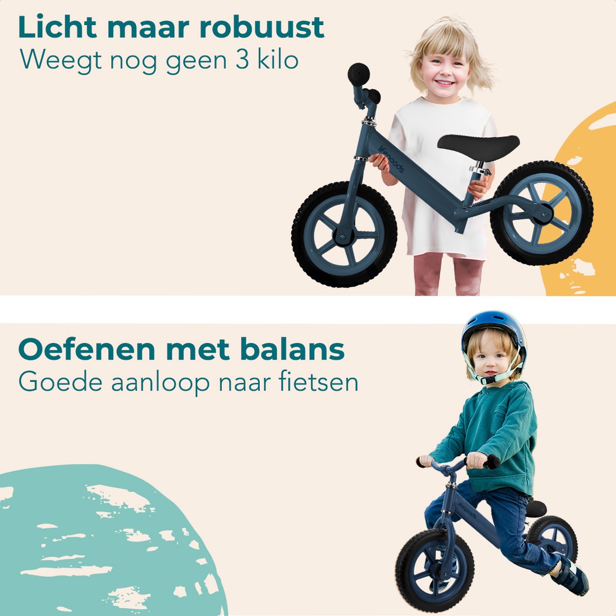 LifeGoods Loopfiets - Speelgoed 2 jaar en ouder - Jongens en Meisjes - Balance Bike - Loopfietsje - Marineblauw — afbeelding 9