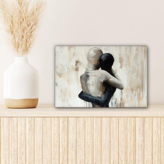 Peinture sur toile 30x20 cm - Décoration murale Abstrait - Amour - Zwart et blanc - Moderne - Décoration murale salon - Décoration chambre moderne - Tableaux abstraits