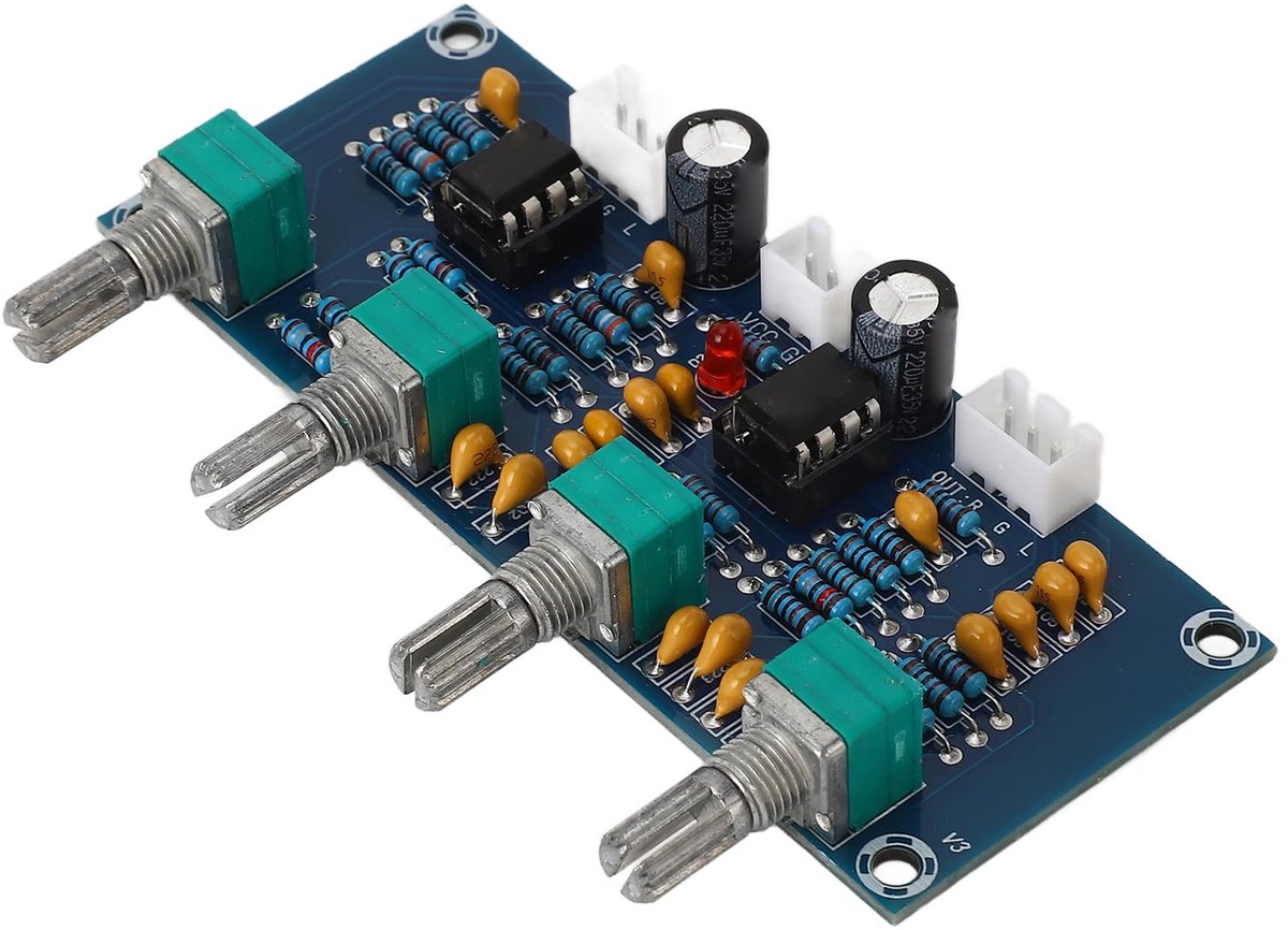 Tweekanaals Voorversterker-toonbord met Hoge Middenbasaanpassing, Dual NE5532-chip, Volumetoonregelkaart voor Luidsprekergeluidssysteem Hoofdtelefoon, DC 12V-24V