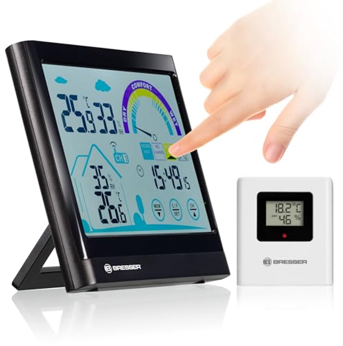 Draadloze Thermo-/Hygrometer met Touchscreen en Ventilatieaanbeveling