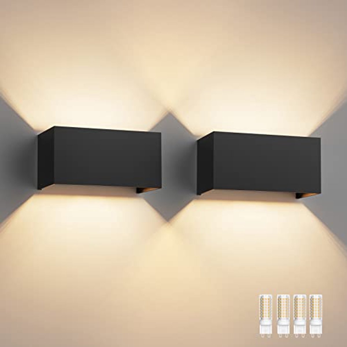 Verstelbare LED Wandlamp voor Binnen en Buiten - 18 W, IP54 Waterdicht, Warmwit Licht - Set van 2